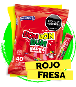 Caramelo blando BON BON BUM Sabor rojo fresa.